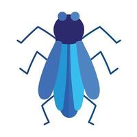 insecto azul naturaleza animal en estilo de icono plano de dibujos animados vector