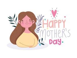 feliz día de la madre, personaje mamá decoración floral tarjeta festiva vector