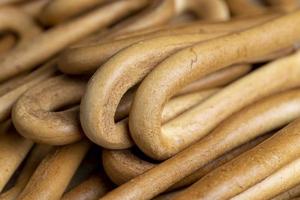 Wheat dried crispy long bagels photo