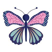 cute butterfly insect animal, decorative wings on white background vector