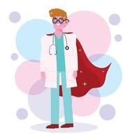 doctor hero, character medical staff professional cartoon vector