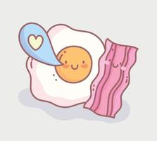 fried egg bacon love bubble menu restaurant cartoon food cute vector