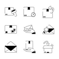 delivery cargo shipping distribution logistic icons set line style icon vector