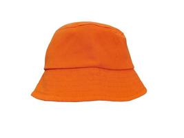 orange bucket hat isolated on white photo