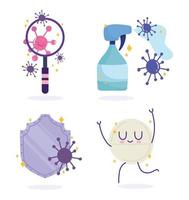 covid 19 virus cartoons icon collection vector design