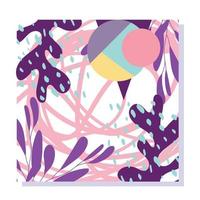 memphis abstract shapes with leaves 80s geometric style vector