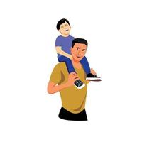 happy father and son design illustration. good daddy. vector