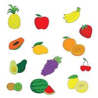 conjunto de diseño de frutas. signo y símbolo de icono de alimentos saludables. vector