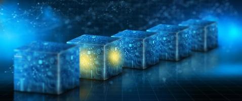 Cube computing technology. Cloud data and Internet Security. photo