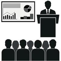 Lecture with a business plan vector