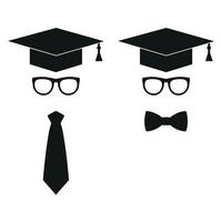 Student cap with glasses and tie vector