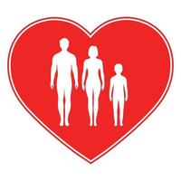 Man, woman and child on the background of the heart vector