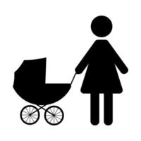 Illustration of a woman with a pram vector