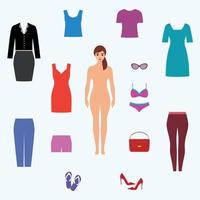 Woman with a set of clothes vector