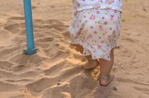 The children enjoyed playing in the sand at home. Concept for enhancing intellectual development. photo