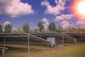 solar panel at solar power plant to innovation of green energy for life. photo