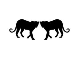 Walking Standing Tiger, Leopard, Cheetah, Black Panther, Jaguar, Big Cat Family Silhouette for Logo or Graphic Design Element. Vector Illustration