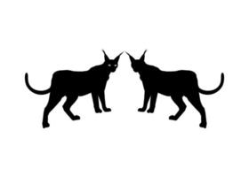 Pair of the Caracal Cat Silhouette for Logo, Pictogram, Website or Graphic Design Element. Vector Illustration