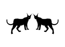 Pair of the Caracal Cat Silhouette for Logo, Pictogram, Website or Graphic Design Element. Vector Illustration