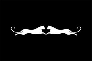 Silhouette of the Jumping Pair of the Wild Cat, Tiger, Leopard, Panther, Cheetah, Jaguar, Puma and Big Cat Family, for Logo, Pictogram, Website, or Graphic Design Element. Vector Illustration