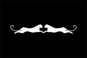 Silhouette of the Jumping Pair of the Wild Cat, Tiger, Leopard, Panther, Cheetah, Jaguar, Puma and Big Cat Family, for Logo, Pictogram, Website, or Graphic Design Element. Vector Illustration