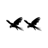 Flying Pair of the Macaw Bird Silhouette for Logo, Pictogram, Art Illustration, Website or Graphic Design Element. Vector Illustration