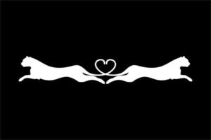 Silhouette of the Jumping Pair of the Wild Cat, Tiger, Leopard, Panther, Cheetah, Jaguar, Puma and Big Cat Family, for Logo, Pictogram, Website, or Graphic Design Element. Vector Illustration