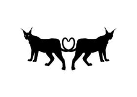 Pair of the Caracal Cat Silhouette for Logo, Pictogram, Website or Graphic Design Element. Vector Illustration