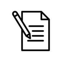 ilustración de icono de línea de documento en papel con lápiz. iconos relacionados con la escritura de documentos. diseño vectorial simple editable. píxel perfecto a 32 x 32 vector