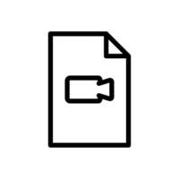 ilustración de icono de línea de documento en papel con cámara de video. icono relacionado con documento de video, archivo de video. diseño vectorial simple editable. píxel perfecto a 32 x 32 vector