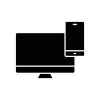 Monitor glyph icon illustration with mobile phone. icon illustration related to electronic, technology. Simple vector design editable. Pixel perfect at 32 x 32