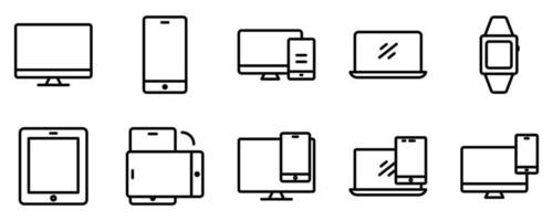 Illustration of icon set related to computer, technology. line icon style. Simple vector design editable. Pixel perfect at 32 x 32