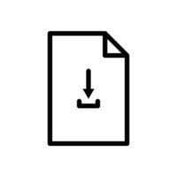 Paper document line icon illustration with down arrow direction. icon related to download file, download document. Simple vector design editable. Pixel perfect at 32 x 32