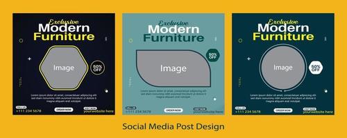 Modern furniture social media post design template vector