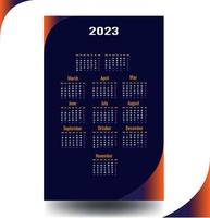 Calendar template for 2023 year. Planner   minimalist style. Corporate and business calendar. vector