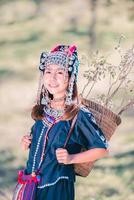 Beautiful healthy Young Asian hill tribe woman  life in Thailand. photo