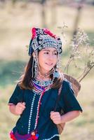 Beautiful healthy Young Asian hill tribe woman  life in Thailand. photo