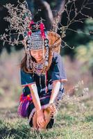 Beautiful healthy Young Asian hill tribe woman  life in Thailand. photo