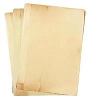 Pile of old book pages isolated on white photo