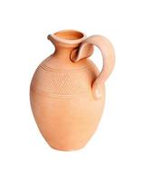 A brown clay jug isolated on a white background photo