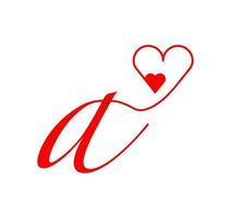 A letter script heart line. from the heart. Letter A handwriting logo template with love and heart shape decoration. The first signature vector. vector