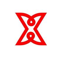 Letter X infinity sign. Cyclic red letter X. Modern natural endless loop. Futuristic logo corporate design. vector