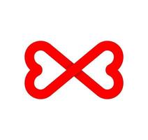 Infinity sign from the heart. Cyclic red health heart. Modern natural endless loop. Futuristic logo corporate design. vector