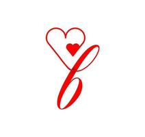 línea de corazón de guión de letra b. desde el corazón. letra b plantilla de logotipo de escritura a mano con amor y decoración en forma de corazón. el primer vector de firma.