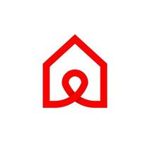 Infinity sign cycle with house. Endless location from circular home. Modern natural endless loop. Futuristic logo corporate design. vector
