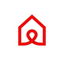 Infinity sign cycle with house. Endless location from circular home. Modern natural endless loop. Futuristic logo corporate design. vector