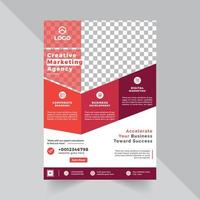 plantilla de diseño de volante corporativo con forma abstracta de color rojo vector