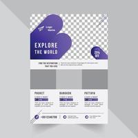 Travel and tour Flyer Design template with purple abstract shape vector