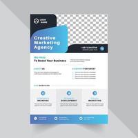 Flyer Design Template For Agency with blue color abstract gradient shape vector