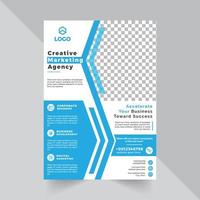 Flyer Design Template with blue abstract shape vector